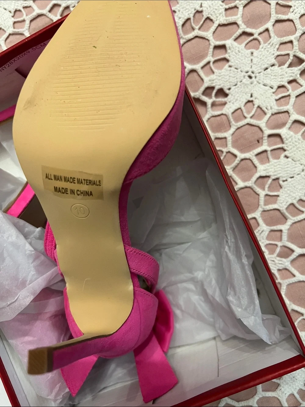 Hot Pink Satin Pointed-Toe D'Orsay Heels with Ankle Tie